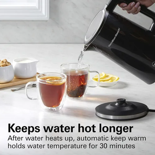 Miniatura 7 de Hamilton Beach Hervidor de té eléctrico con control de temperatura digital, caldera de agua caliente y calentador de 1.7 L, 5 modos preestablecidos