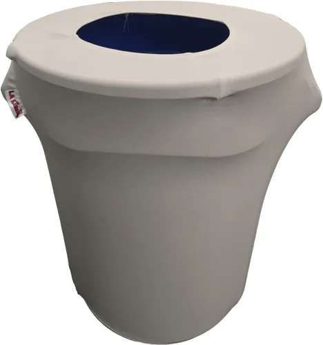 LA Linen Cubierta para cubo de basura ajustable de elastano elástico de 32 galones, cubierta redonda para contenedor de residuos, decoración de Gris