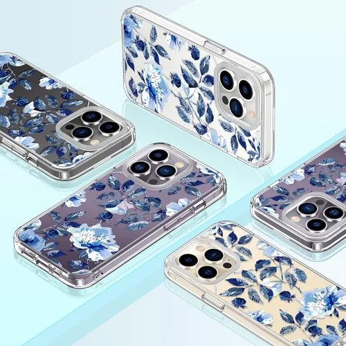 Miniatura 7 de Funda para iPhone 14 Pro con protector de pantalla, 6.1 pulgadas, transparente de cuerpo completo, a prueba de golpes, diseño floral, para niñas