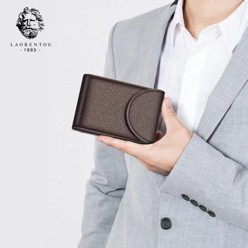 Miniatura 4 de LAORENTOU Hombres Cartera Cuero Genuino Titular De La Tarjeta Para Hombre Marca Negocios Licencia De Conductor De La Tarjeta De Crédito, Marrón 2