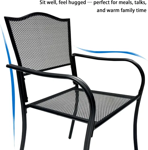 Miniatura 5 de 2-Pack Metal Patio Chairs, All-Weather Outdoor Dining Chairs with Breathable Mesh for Garden, Pool, Backyard & Lawn