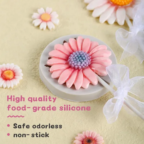 Miniatura 7 de KALAIEN Molde de silicona de flores de crisantemo para decoración de pasteles de fondant, chocolate, azúcar, decoración de pasteles de caramelo