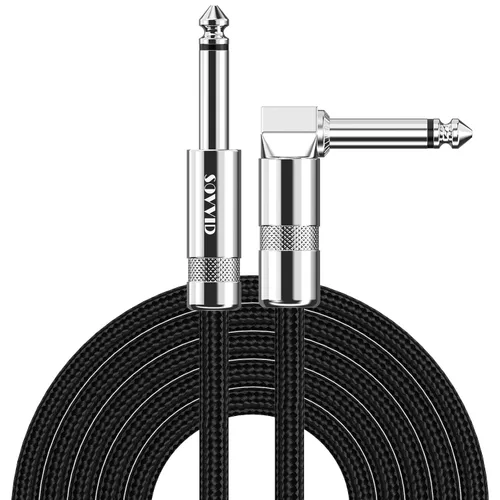 Miniatura 19 de Cable de Guitarra de 6 Pies Cable de Instrumento para Guitarra Eléctrica y Bajo, Teclado - Cable AMP de Ángulo Recto de 1/4 Pulgada, Negro