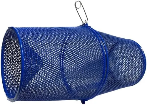 Minnow, Trampa de cangrejos de malla de 3/8 pulgadas, revestimiento azul, metal resistente, 16.5 pulgadas de largo, atrapa todos los pececillos para