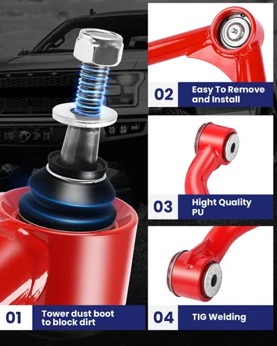 Miniatura 4 de 2-4" 2 piezas Brazos de control superiores delanteros para Silverado 1500 Sierra 1500 1999-2006 con casquillos PU Brazo de control tubular ajustable