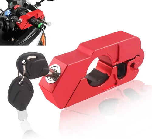 BAIONE Candado de Agarre para Manillar de Motocicleta, Candado de Seguridad del Acelerador, Antirrobo para Scooters, Compatible con ATV, Rojo