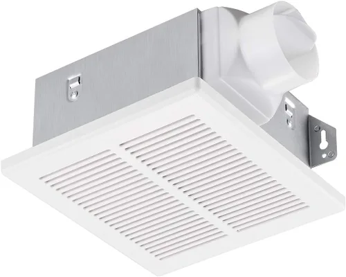 Tech Drive Ventilador de baño de 50 CFM, motor CC de 1.0 sones sin necesidad de acceso al ático, ventilación y escape muy silenciosos, ventilador