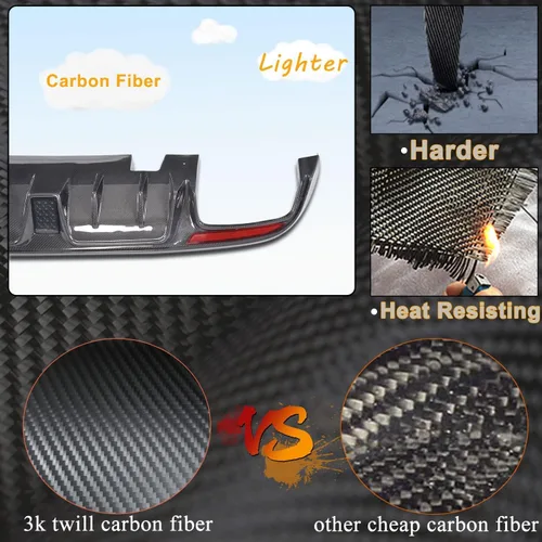 Miniatura 4 de W205 Difusor trasero de fibra de carbono para Mercedes Benz Clase C W205 C300 Sport 2015-2018 C43 C63 AMG Sedan Pre-Facelift parachoques inferior