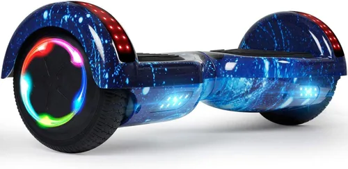LIEAGLE Hoverboard - Patineta autoequilibrante de 16.5 cm, 6.5 pulgadas, con ruedas Bluetooth, luces LED, para niños y adultos A07-Star Azul