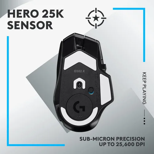Miniatura 4 de Logitech G502 X Lightspeed - Mouse inalámbrico para juegos, color negro, Sensor Hero, 25,600 DPI, 13 botones programables, interruptores LIGHTFORCE