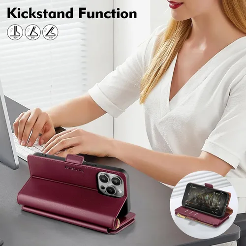 Miniatura 5 de Antsturdy Funda tipo cartera compatible con iPhone 11 Pro Max, funda de piel sintética con bloqueo RFID, funda para teléfono para mujeres y hombres