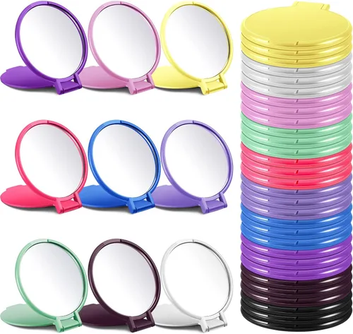 Juexica 180 piezas de espejo compacto a granel para mujer, mini espejo plegable portátil de bolsillo, maquillaje, redondo, pequeño, vintage, viaje,