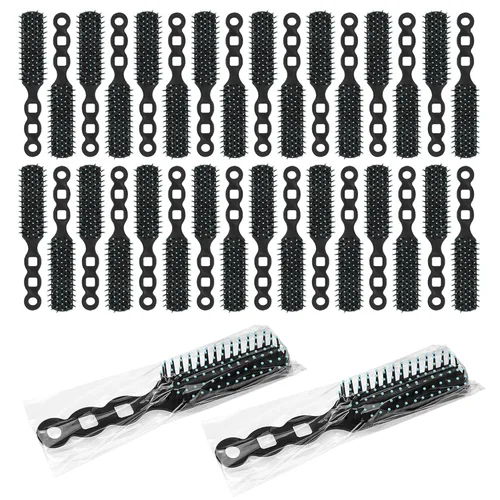 Miniatura 8 de Cepillos de pelo a granel para personas sin hogar, paquete de 12 cepillos de pelo a granel para cabello rizado, ondulado, secado de pelo, Negro