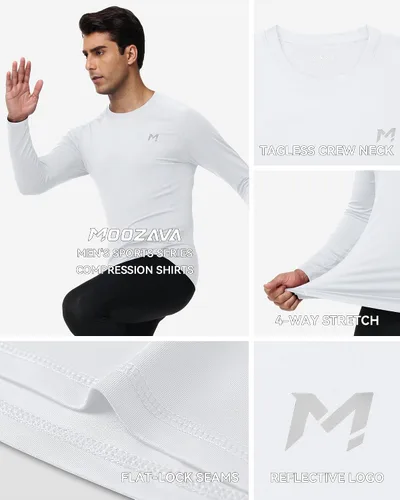 Miniatura 4 de Camiseta de compresión para hombre, manga larga, de secado rápido, para entrenamiento, gimnasio, camiseta SPF para correr, camiseta deportiva