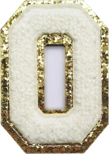 Miniatura 101 de SPRT - Parches de letras de chenilla universitaria con purpurina, parche de letras blancas para planchar con letras del alfabeto para disfraz