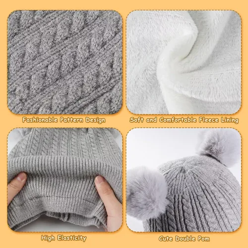 Miniatura 5 de Baby Winter Hat Scarf Set 2 Pack, Toddler Beanie Hats Girl Boy with Neck Warmer, Beanie for Kids Knit Warm for Cold Weather
