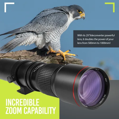 Miniatura 8 de Objetivo telefoto manual de 500mm/1000mm f/8 de alta potencia para Nikon D500, D600, D610, D700, D750, D800, D810, D850, D3100, D3200, D3300, D3400