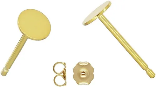 Adabele 200 postes hipoalergénicos chapados en oro amarillo de 18 quilates de 0.118 pulgadas (0.118 in) para tablero plano pequeño, pegamento en el