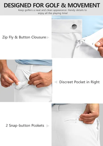 Miniatura 5 de Obla Pantalones de golf para hombre, 303234 pulgadas, ajustados, elásticos, ligeros, con 5 bolsillos, pantalones casuales de trabajo para hombre