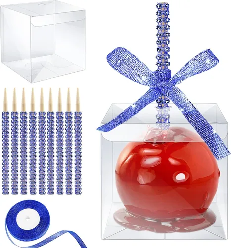 Miniatura 11 de MGWOTH Cajas para Manzanas Acarameladas con Agujero para Palo Brillante, Paquete de 20 Kit de Envoltura para Manzanas de Caramelo con Contenedores