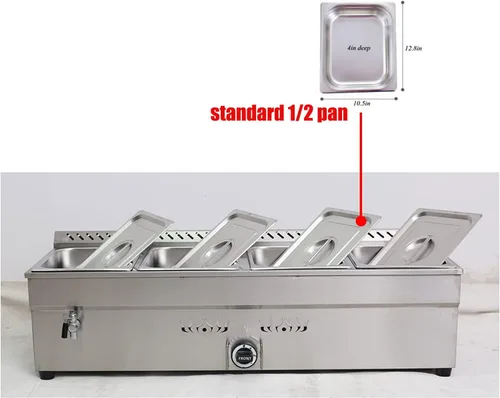 Miniatura 5 de INTBUYING Calentador de sopa de alimentos a gas LP, estufa de gas propano Bain-Marie, calentador de vapor de acero inoxidable con válvula reguladora