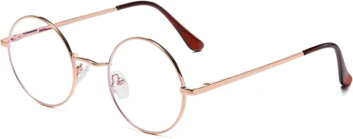 Miniatura 6 de EYLRIM Gafas redondas con bloqueo de luz azul para mujeres y hombres, lentes transparentes con marco de metal, sin receta