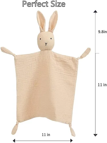 Miniatura 2 de insular Manta de conejo Lovey para niños y niñas, manta de seguridad de muselina de algodón orgánico para bebés, suave y transpirable, toalla Conejo