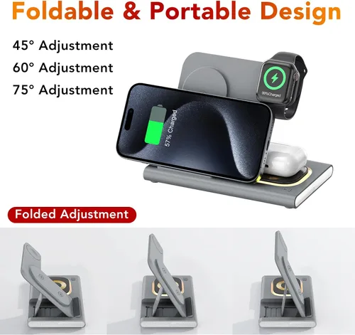 Miniatura 31 de Estación de carga 3 en 1 para iPhone 17 - Cargador inalámbrico para productos Apple para iPhone 17 16 15 14 13 12 11 Pro Max - Estación de carga Azul