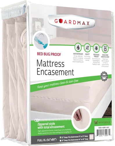 Miniatura 102 de Guardmax Funda de colchón de punto con cremallera, tamaño Queen, impermeable y a prueba de chinches, ropa de cama cómoda, suave y silenciosa con 2