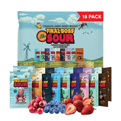 Miniatura 14 de Final Boss - Caramelos ácidos, naturales, de arándanos agrios secos, sin colores artificiales, saludable, bajo en calorías, para niños y adultos