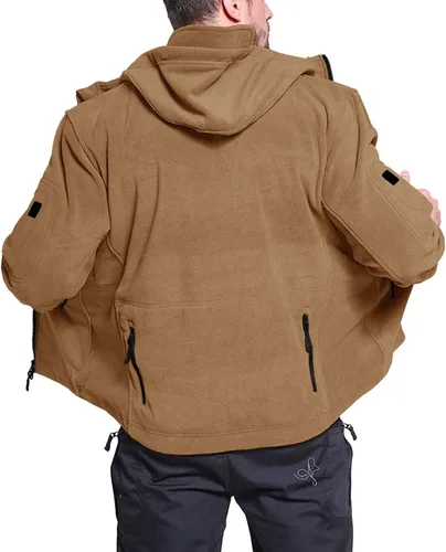 Miniatura 3 de BIYLACLESEN Chaquetas tácticas de forro polar Softshell para hombre con cremallera completa