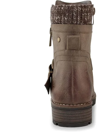 Miniatura 7 de Hawkwell Botas de combate para mujer, botas de tobillo con hebilla lateral y cremallera