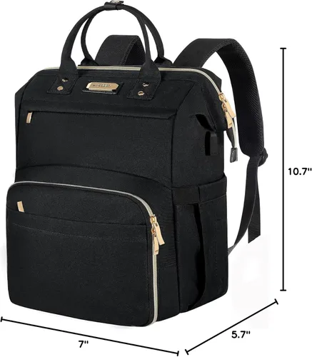 Miniatura 6 de Mochila Bolsa de Almuerzo, Mochila Refrigeradora Aislada Caja de Almuerzo Mochila para Laptop con Puerto USB para Mujeres y Hombres, Negro, Mochilas