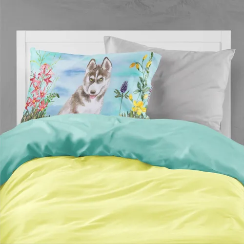 Miniatura 2 de Caroline's Treasures CK1258PILLOWCASE - Funda de almohada de tela de primavera gris siberiano Husky estándar, ligera, súper suave, fácil de cuidar