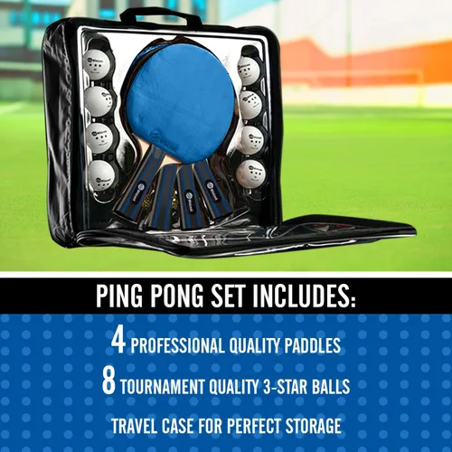 Miniatura 2 de JP WinLook Juego de palas de ping pong, juego de paletas de tenis de mesa portátil con palas de ping pong, estuche profesional y pelotas de ping