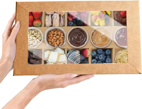 Miniatura 14 de Caja de pastelería desechable de 8 compartimentos con tapas, 10 unidades, caja negra dividida para panadería con soporte para inmersión para 4-6