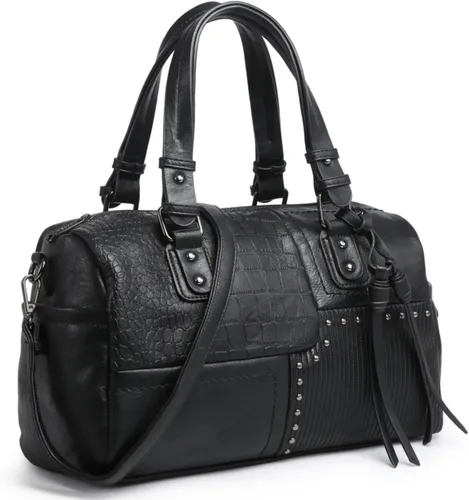 Miniatura 14 de Dasein Bolso para mujer de cuero vegano suave, diseño de barril, grande, tipo "hobo", con asa superior, bolso de trabajo, de mano, de hombro