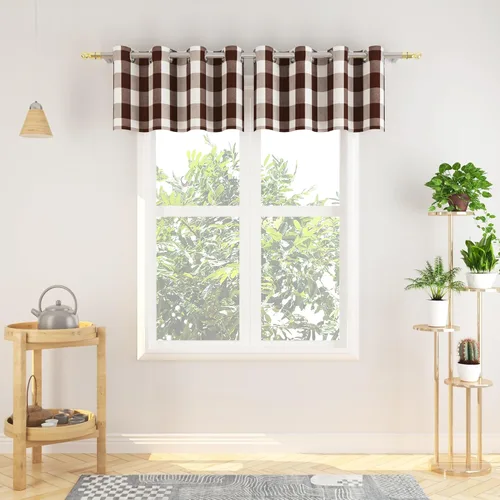 Miniatura 82 de Cortinas de 24 pulgadas de largo con diseño Buffalo Check Gingham Plaid para ventanas de cocina y baño, tratamiento para ventanas con 2 paneles