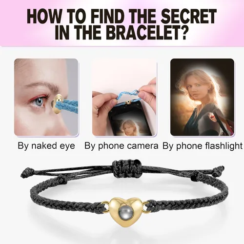 Miniatura 4 de EMIRISTIC Pulsera italiana grabable con foto Pulseras personalizadas para pareja para él y ella con imagen oculta, recuerdo conmemorativo ajustable