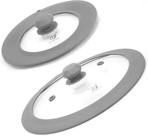 Miniatura 11 de Tapa universal de vidrio templado ventilado para sartén con borde de silicona resistente al calor, cubierta de tapa de salpicaduras de microondas