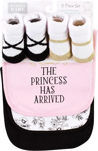 Miniatura 285 de Hudson Baby Conjunto de babero y calcetines unisex de algodón para bebé