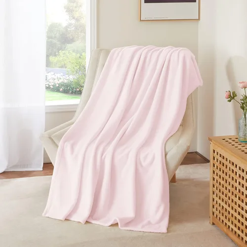 NICETOWN Manta de Vellón Rosa para Sofá, Decoración Navideña Suave y Mullida de Felpa Manta de Regazo de Franela de Lujo para Niños, Súper Acogedora
