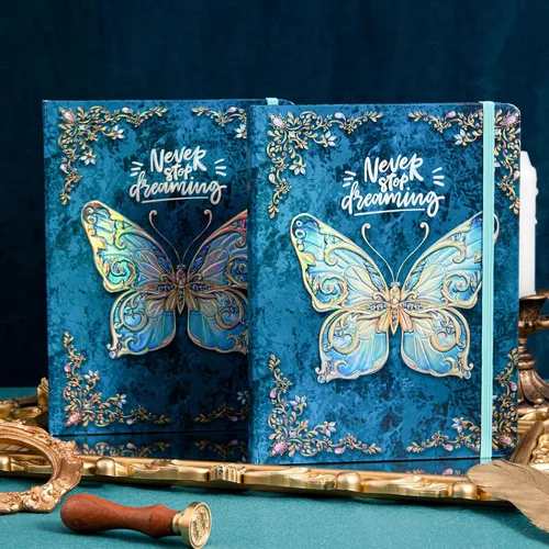 Miniatura 7 de Cuaderno de la Universidad Rayado para Escribir - B5 con Mariposa 3D en Relieve de Tapa Dura - Cuaderno de Escritura para Mujeres - con Banda