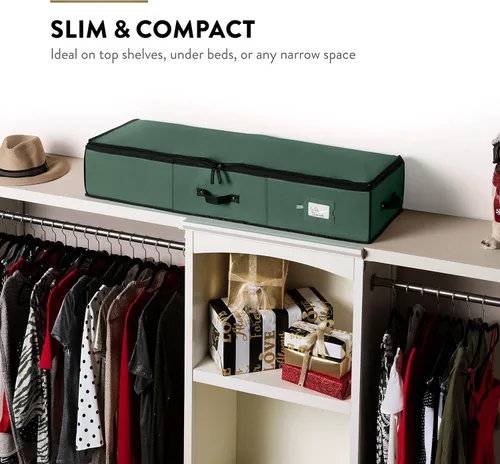 Miniatura 4 de ZOBER Organizador de papel de regalo, contenedores de almacenamiento de papel de regalo de 40 pulgadas con bolsillos interiores para lazos, Verde