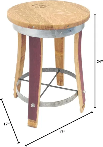 Miniatura 2 de Taburete de bar giratorio superior – Barril de vino hecho a mano Muebles de barril de vino (24 pulgadas)