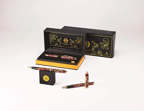 Miniatura 7 de Cross Cross Townsend 2019 - Pluma estilográfica del año del cerdo del zodiaco con detalles chapados en oro de 23 quilates y punta mediana de oro
