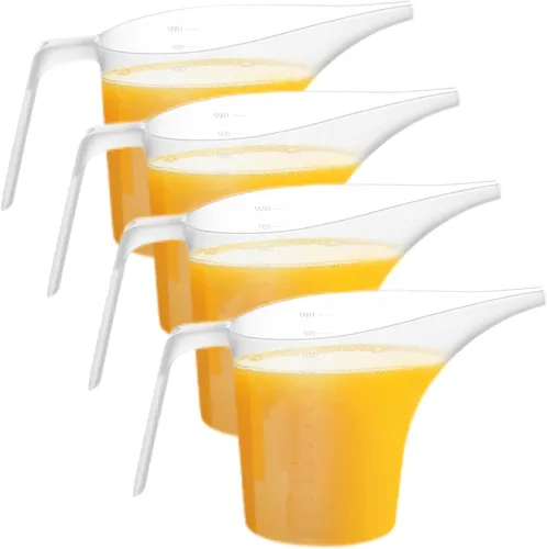 Paquete de 4 jarras de embudo de plástico, taza medidora con boquilla larga, gran capacidad, fácil de verter, perfecta para moldes para hornear,