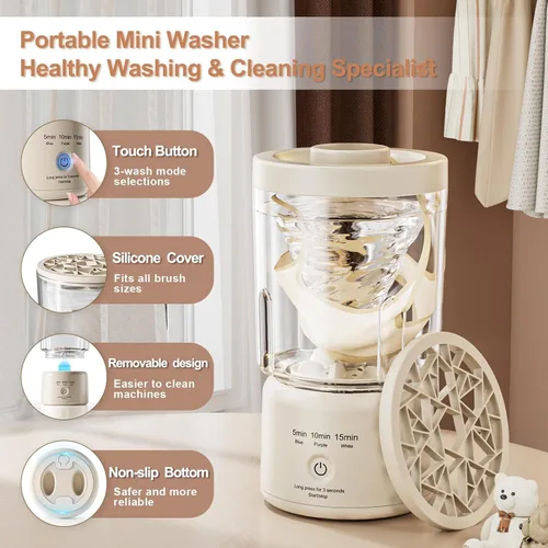 Miniatura 2 de Mini lavadora portátil, lavadora de ropa interior, lavadora de ropa pequeña, limpiador de brochas de maquillaje (crema)