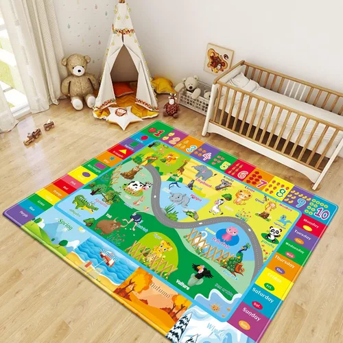 Miniatura 8 de Alfombras infantiles de 5 x 7 pies para sala de juegos, alfombra de juegos con zoológico para habitación de niños, alfombra educativa del alfabeto