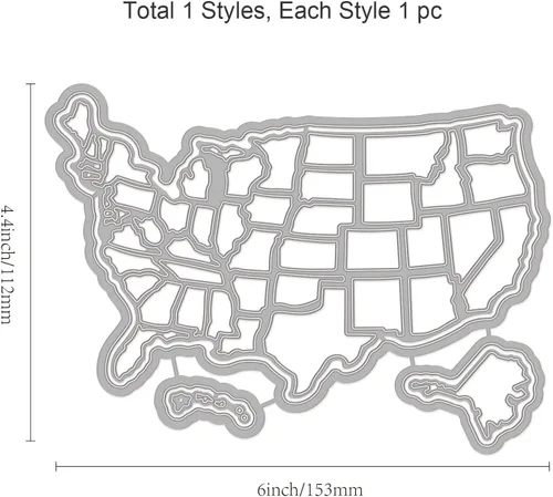 Miniatura 2 de GLOBLELAND Troqueles de corte de mapa americano de metal de Estados Unidos troquelados para plantillas de estampado en relieve para decoración